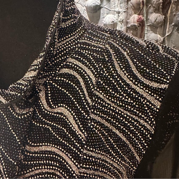 ⭐️Song & Sung Sm Black and Silver Patterned Blouse Jacket with Sheer Sleeves - Picture 4 of 9